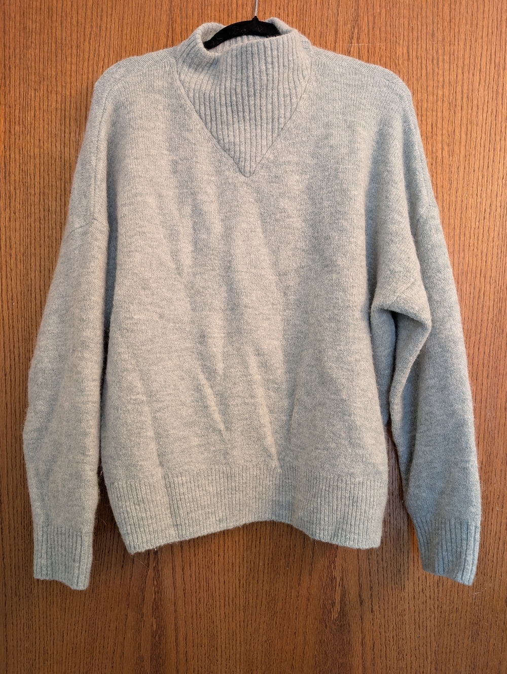Madewell Mint V‑Neck Mock Collar Sweater